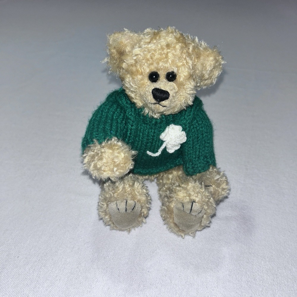 TY Blarney Bear, Clover Green Shamrock Sweater adjustable arms/legs VTG‎